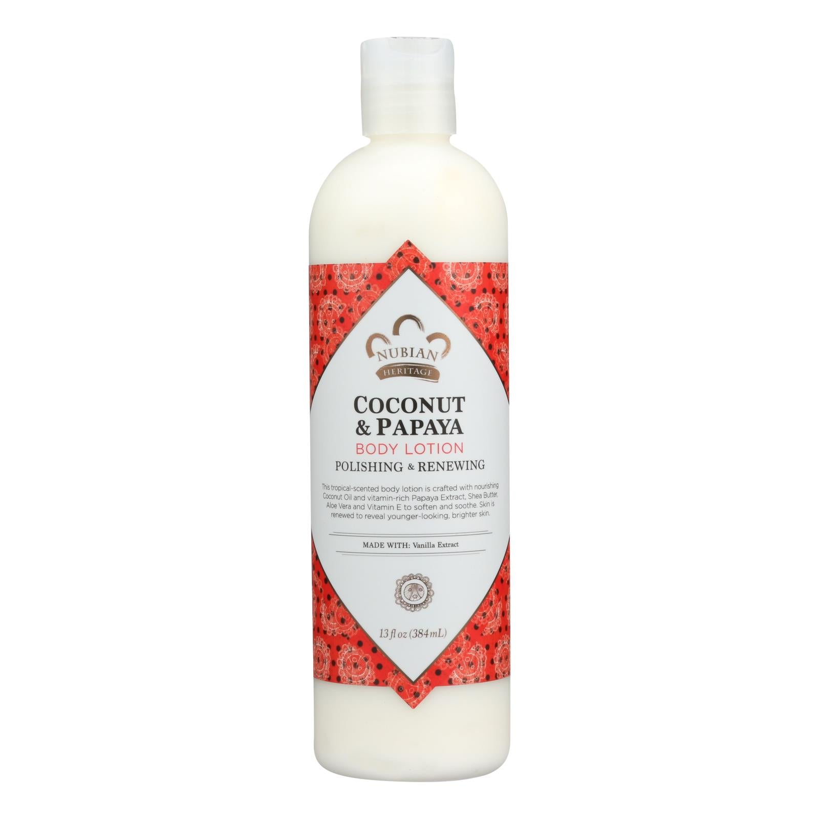 Nubian Heritage Lotion - Coconut And Papaya - 13 Oz - GreatEagleInc