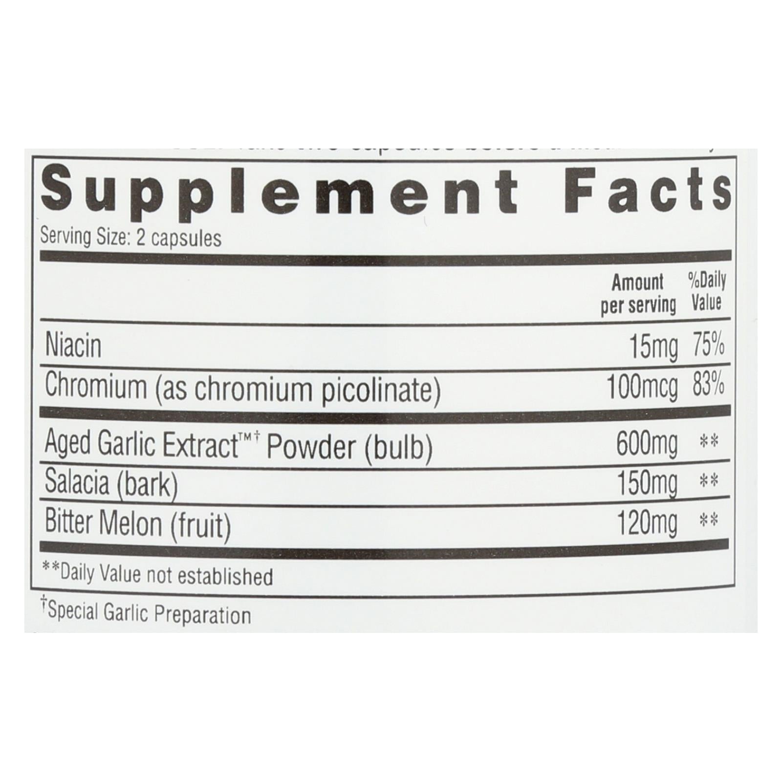 Kyolic - Aged Garlic Extract Blood Sugar Balance - 100 Capsules - GreatEagleInc