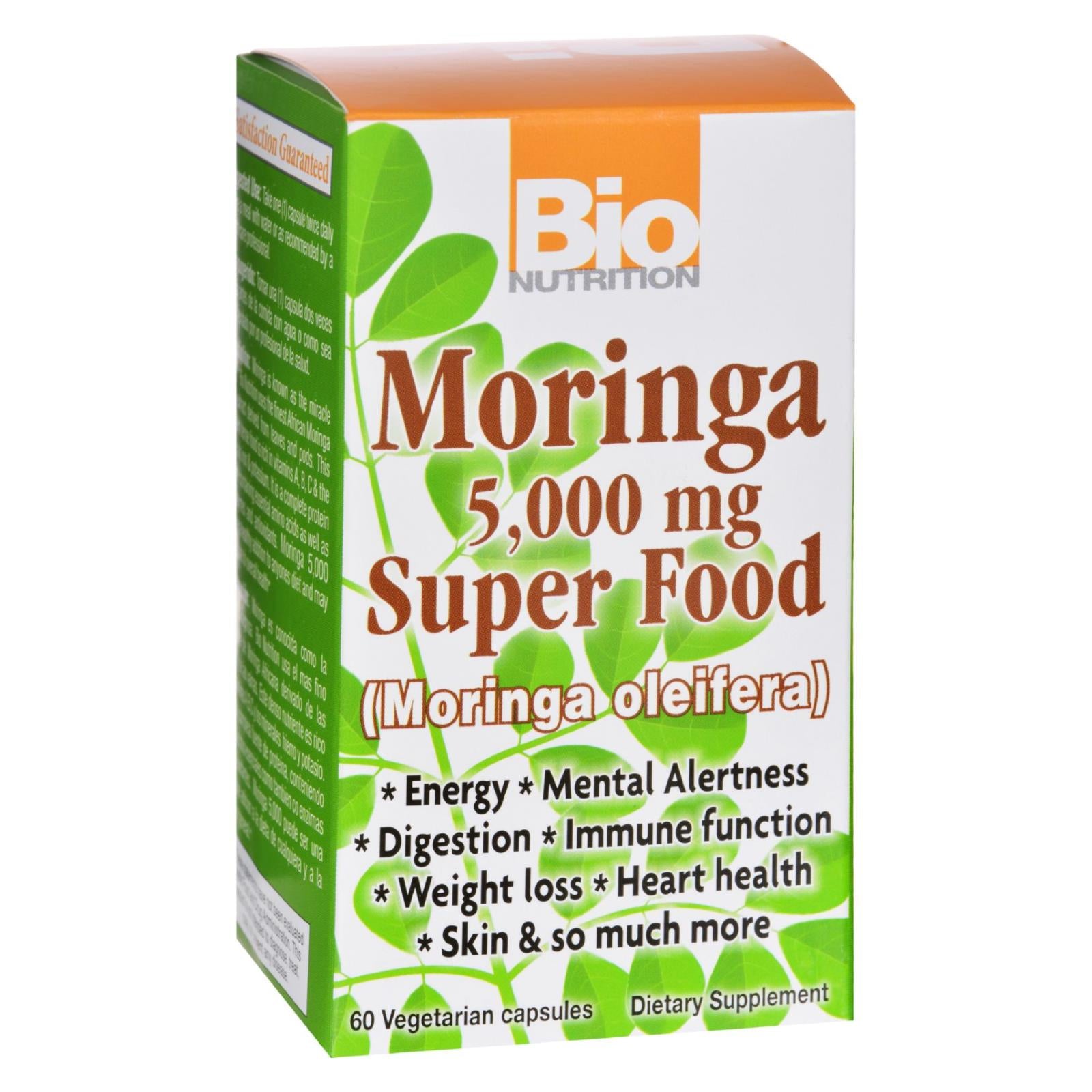 Bio Nutrition - Moringa 5000 Mg Super Food - 60 Vegetable Capsules - Eco-Friendly Home & Grocery