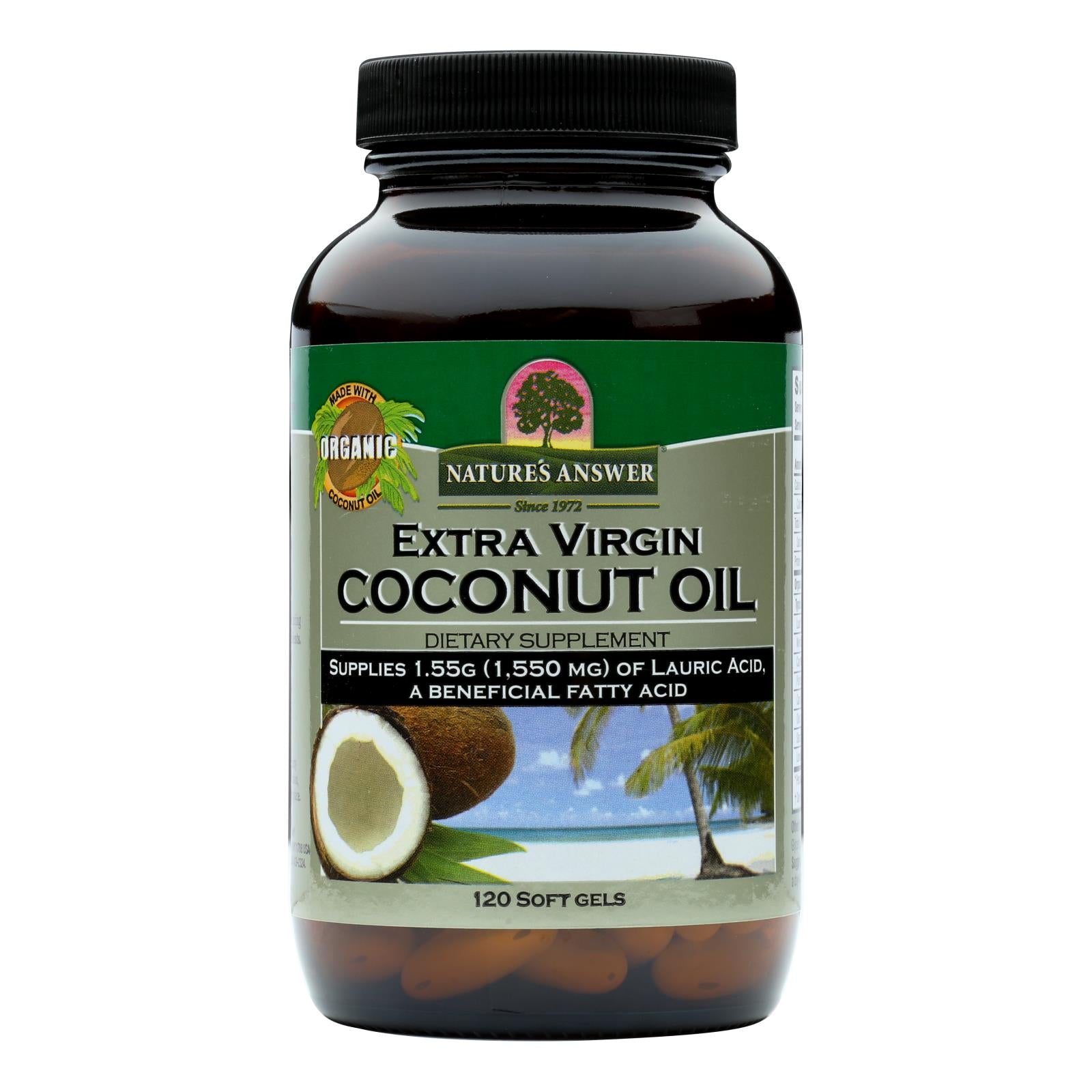 Nature's Answer - Extra Virgin Coconut Oil - 120 Softgels - Eco-Friendly Home & Grocery