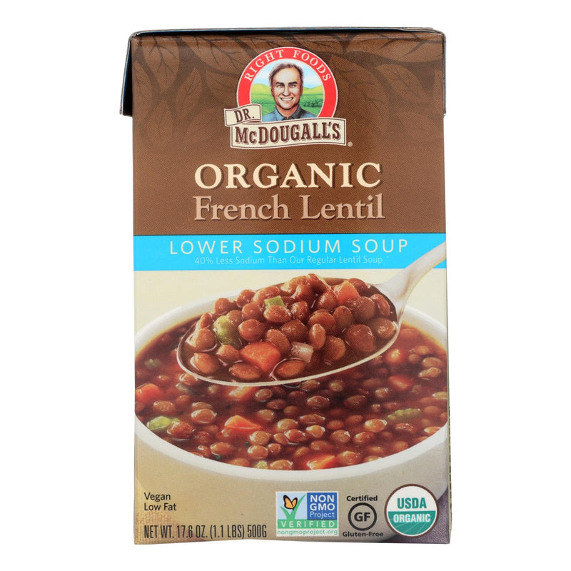Dr. Mcdougall's Organic French Lentil Lower Sodium Soup - Case Of 6 - 17.6 Oz. - GreatEagleInc