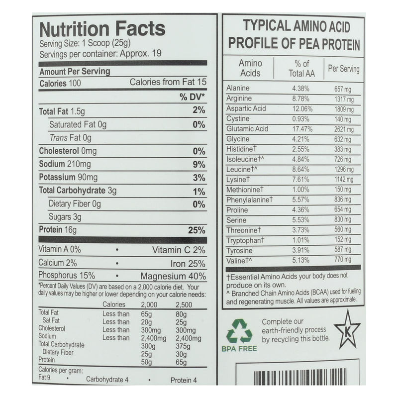 Growing Naturals Yellow Pea Protein - Vanilla Blast - 16 Oz - GreatEagleInc