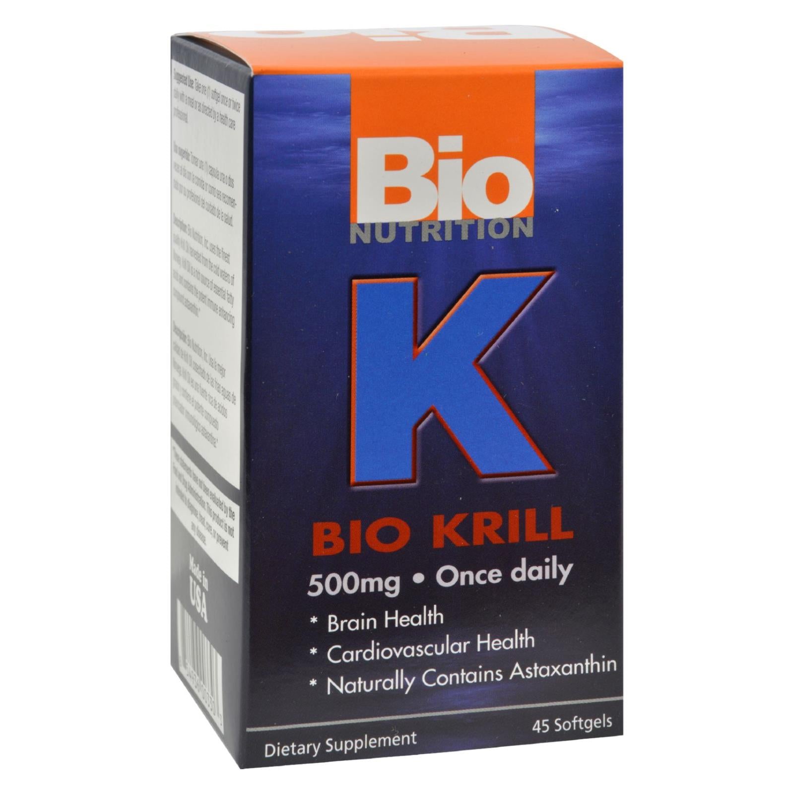 Bio Nutrition - Bio Krill 500mg - 45 Softgels - Eco-Friendly Home & Grocery