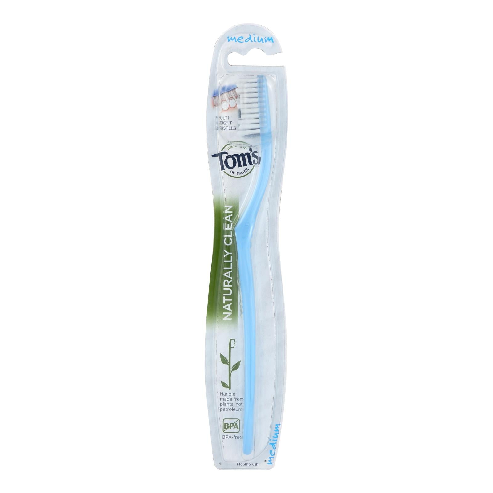Tom's Of Maine Toothbrush - Naturally Clean - Adult - Medium - 1 Count - Case Of 6 - GreatEagleInc