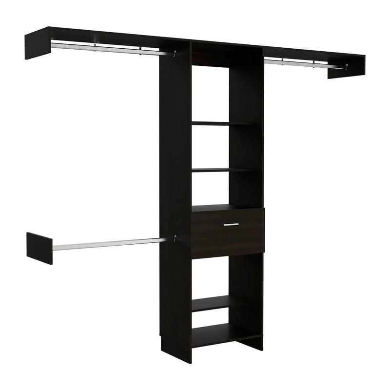 98" Black Multi-Tier Wood Closet System Homeroots Office