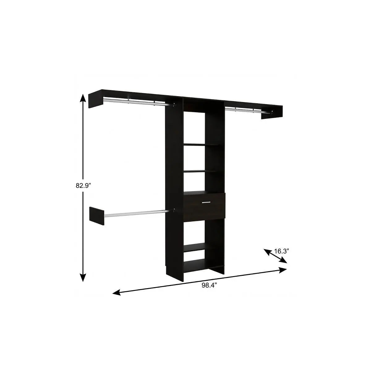 98" Black Multi-Tier Wood Closet System Homeroots Office