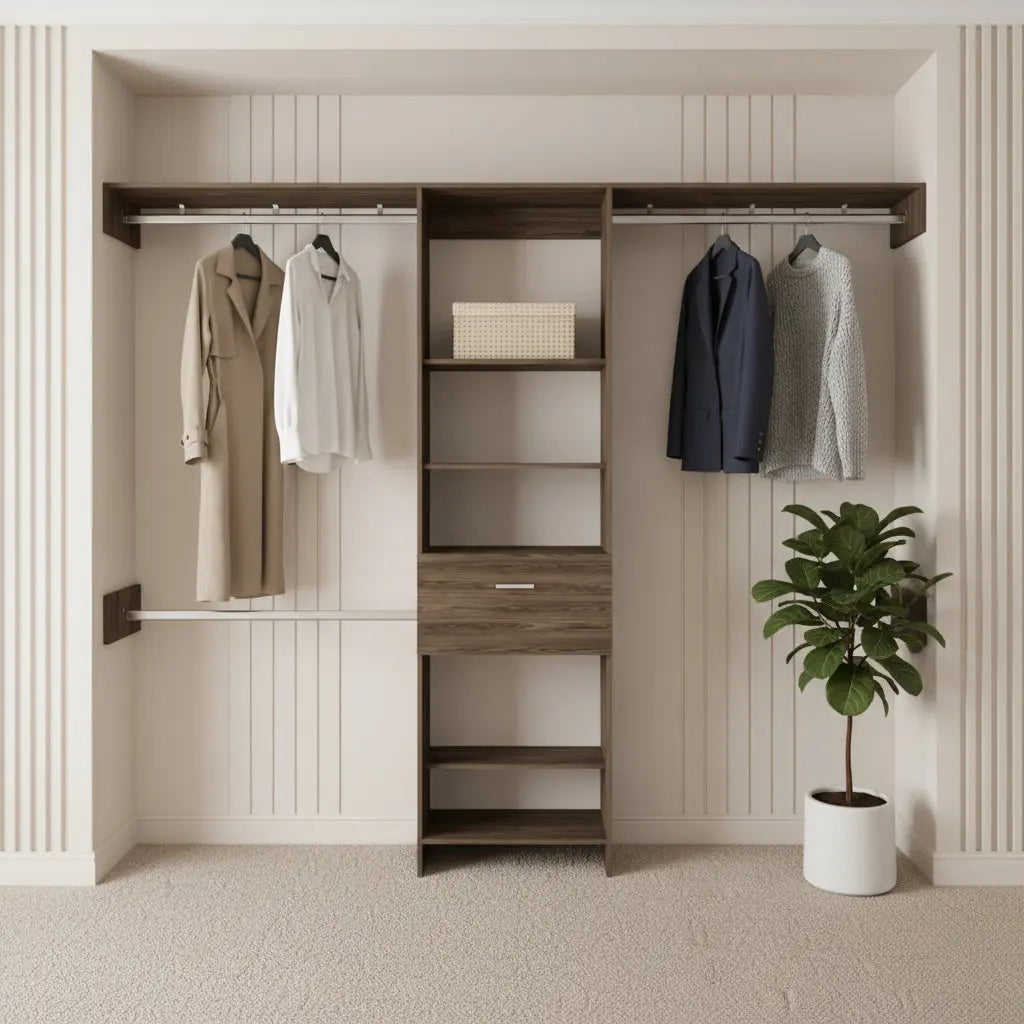 98" Brown Wood Closet System Homeroots Office