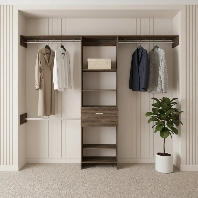 98" Brown Wood Closet System Homeroots Office