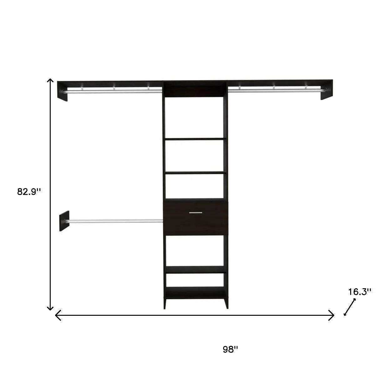 98" Dark Brown Wood And Metal Closet System Homeroots Office