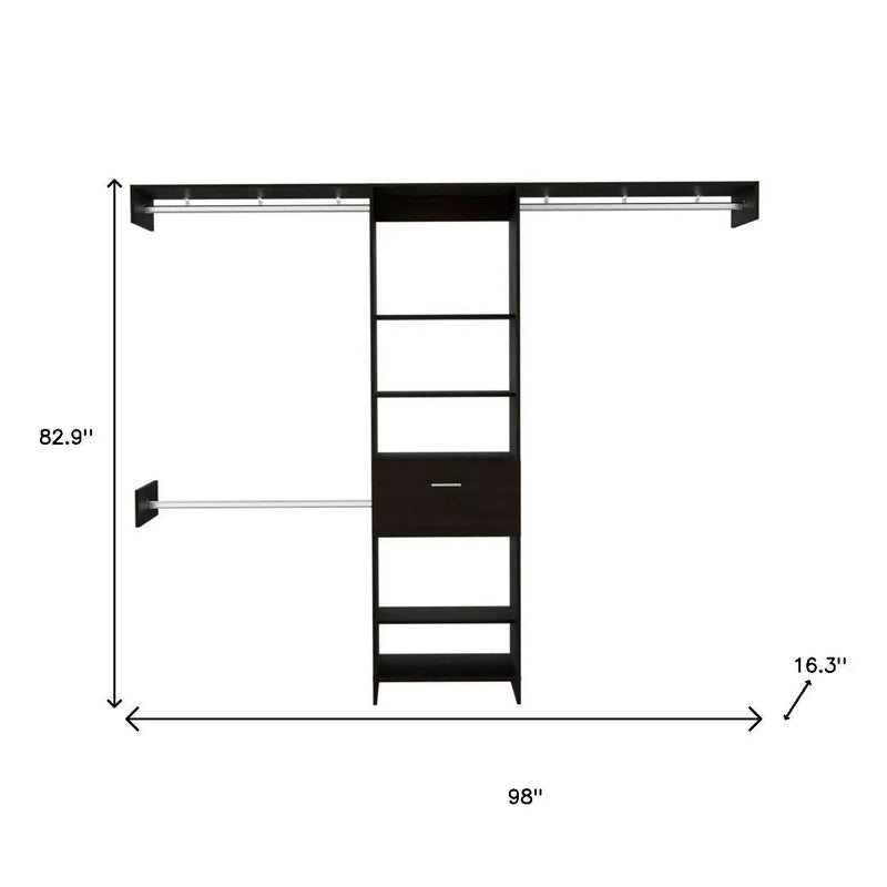 98" Dark Brown Wood And Metal Closet System Homeroots Office