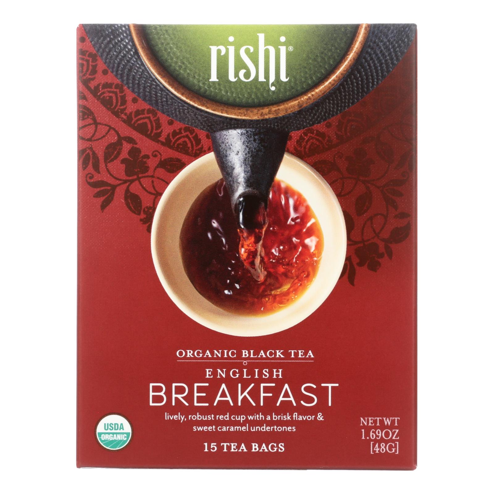 Rishi Organic Tea - English Breakfast - Case Of 6 - 15 Bags - GreatEagleInc