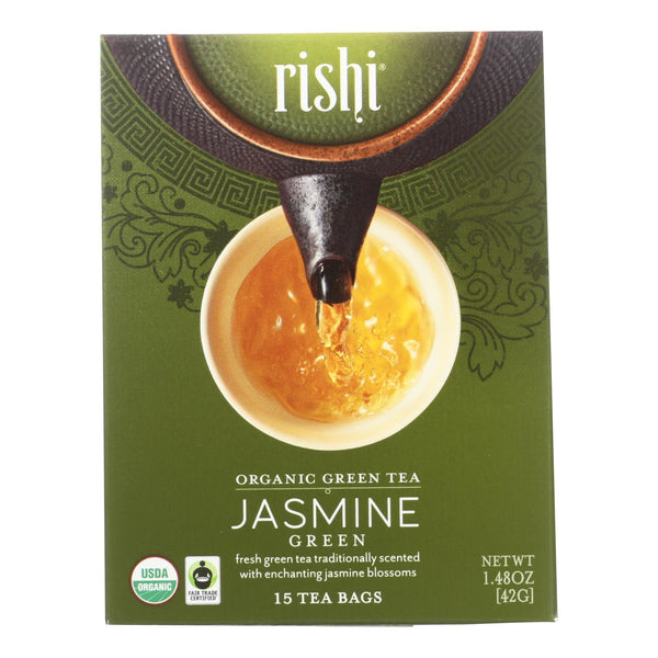 Rishi Organic Green Tea - Jasmine - Case Of 6 - 15 Bags - GreatEagleInc
