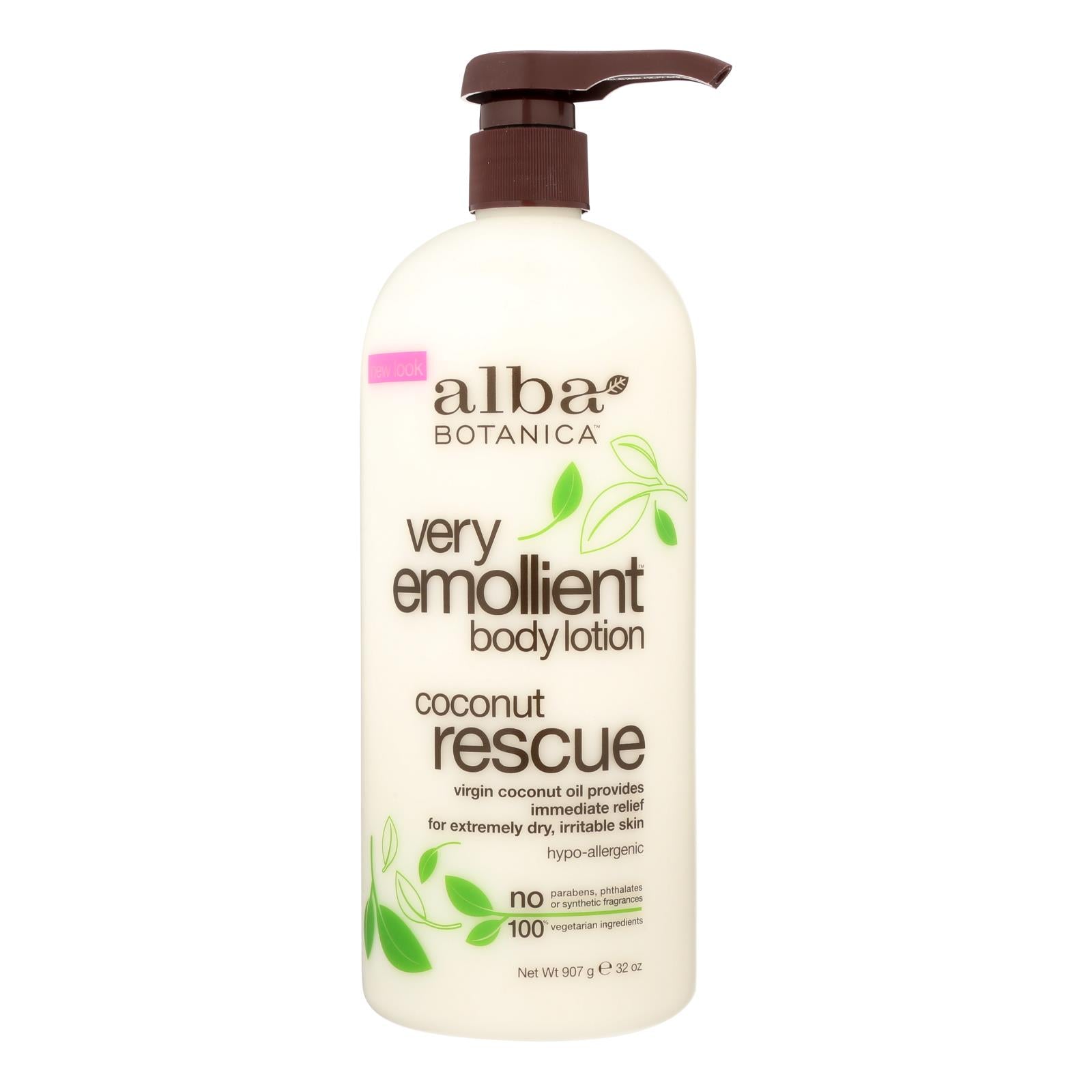 Alba Botanica - Body Lotion - Very Emollient - Coconut Rescue - 32 Oz - GreatEagleInc