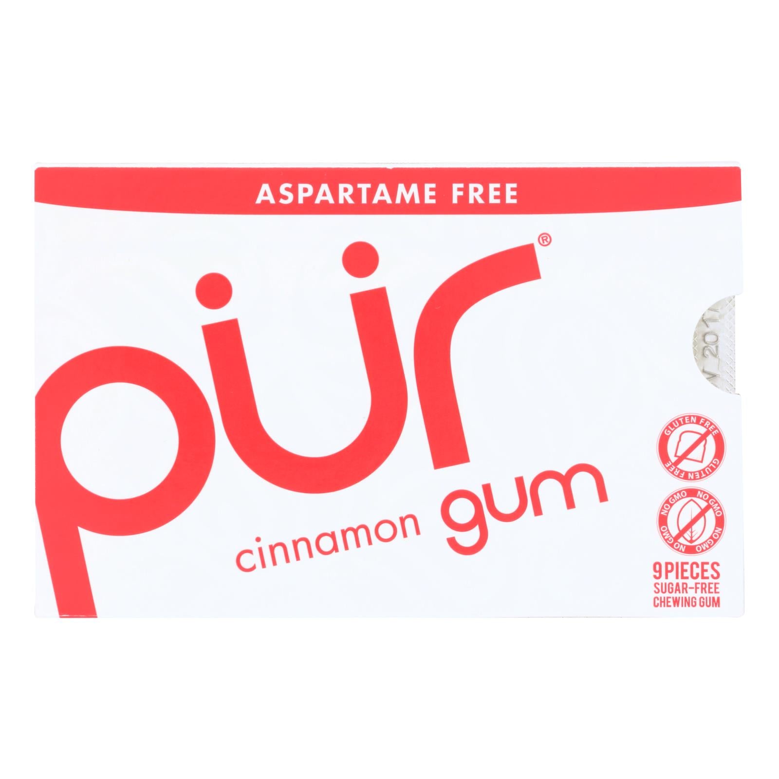 Pur Gum - Cinnamon - Aspartame Free - 9 Pieces - 12.6 G - Case Of 12 - GreatEagleInc