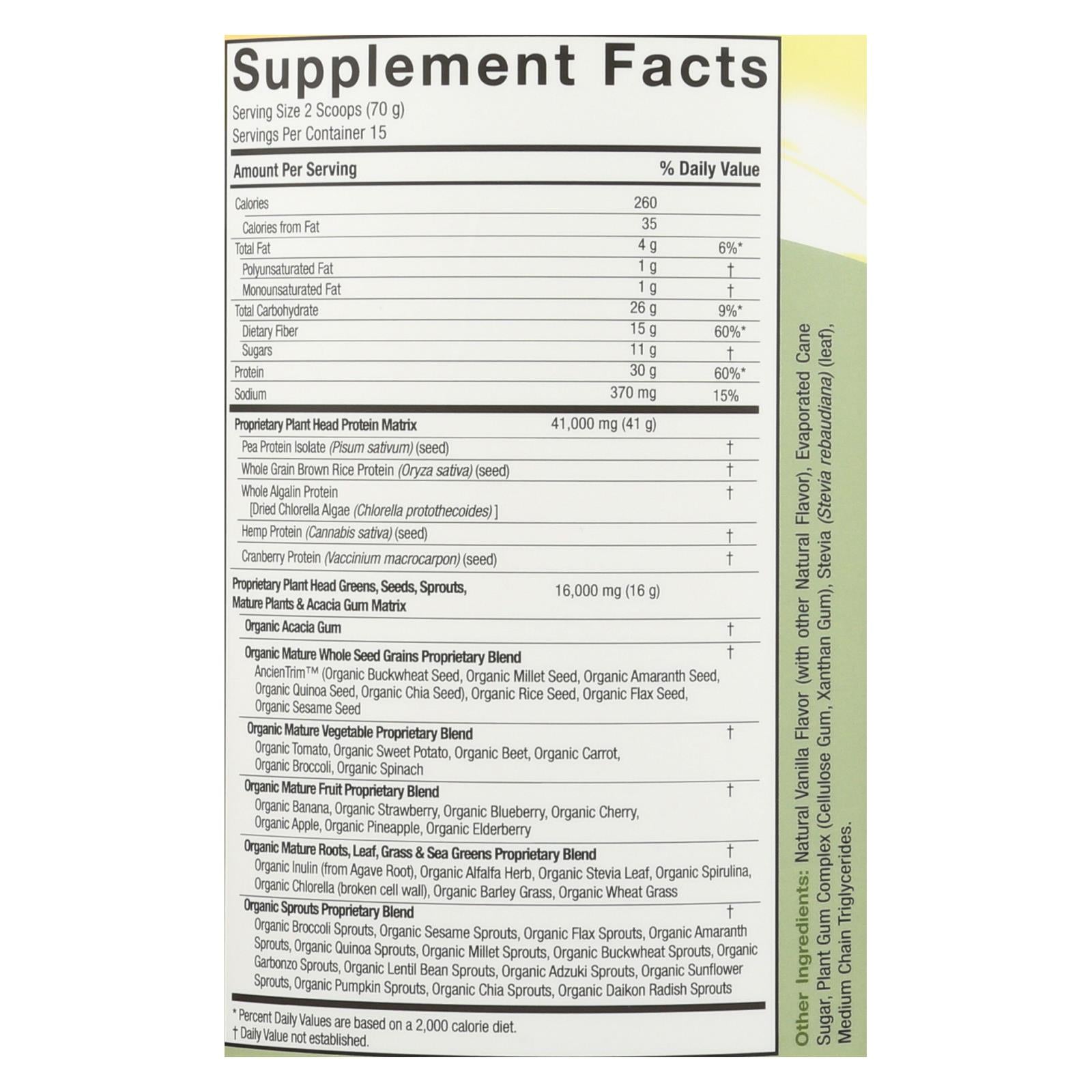 Genceutic Naturals Plant Head Real Meal - Vanilla - 2.3 Lb - GreatEagleInc