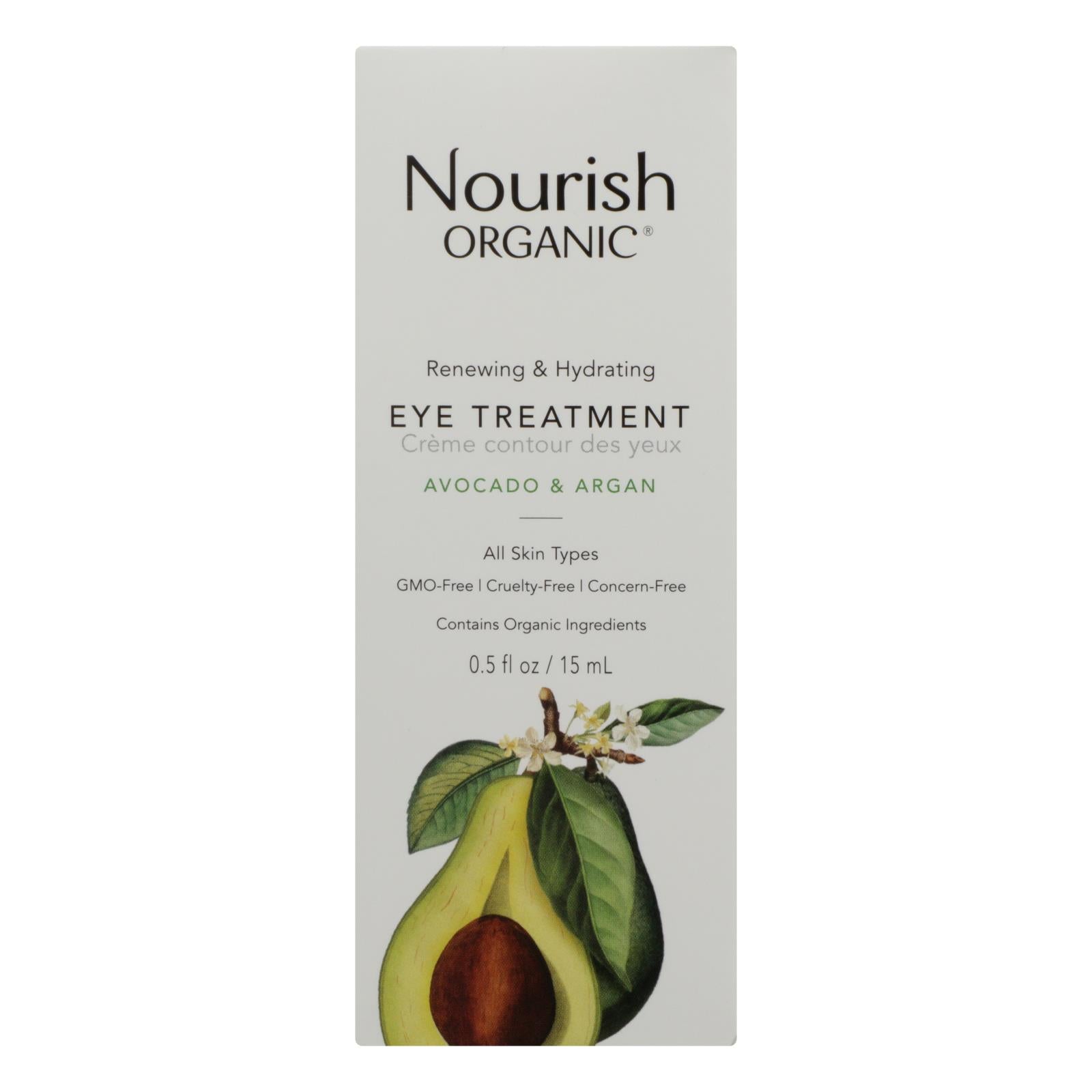 Nourish Organic Eye Treatment Cream - Renewing And Cooling - Avocado And Argan Oil - .5 Oz - Eco-Friendly Home & Grocery