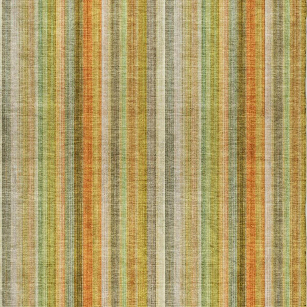 3' X 5' Khaki And Gold Striped Shag Washable Area Rug With UV Protection - Home & Garden