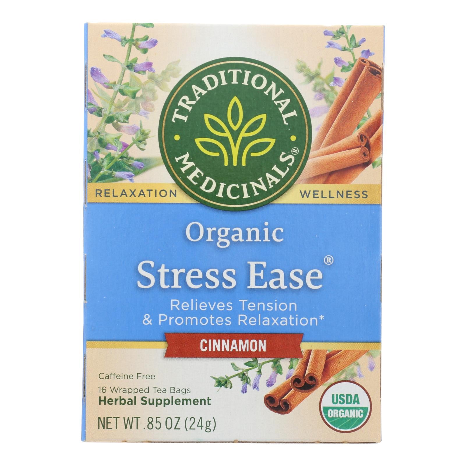 Traditional Medicinals Relaxation Tea - Stress Ease Cinnamon - Case Of 6 - 16 Bags - GreatEagleInc