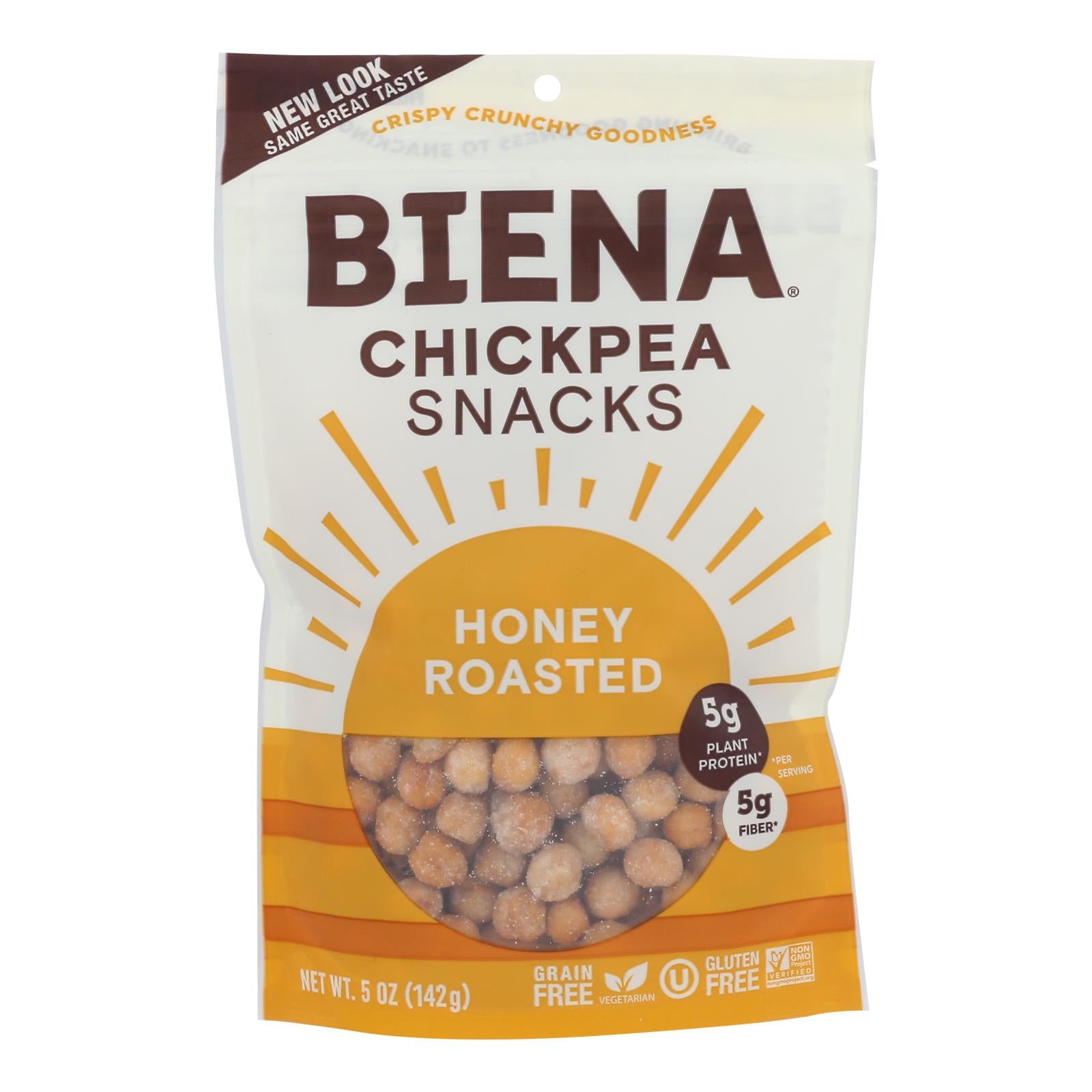 Biena Chickpea Snacks - Honey Roasted - Case Of 8 - 5 Oz. - GreatEagleInc