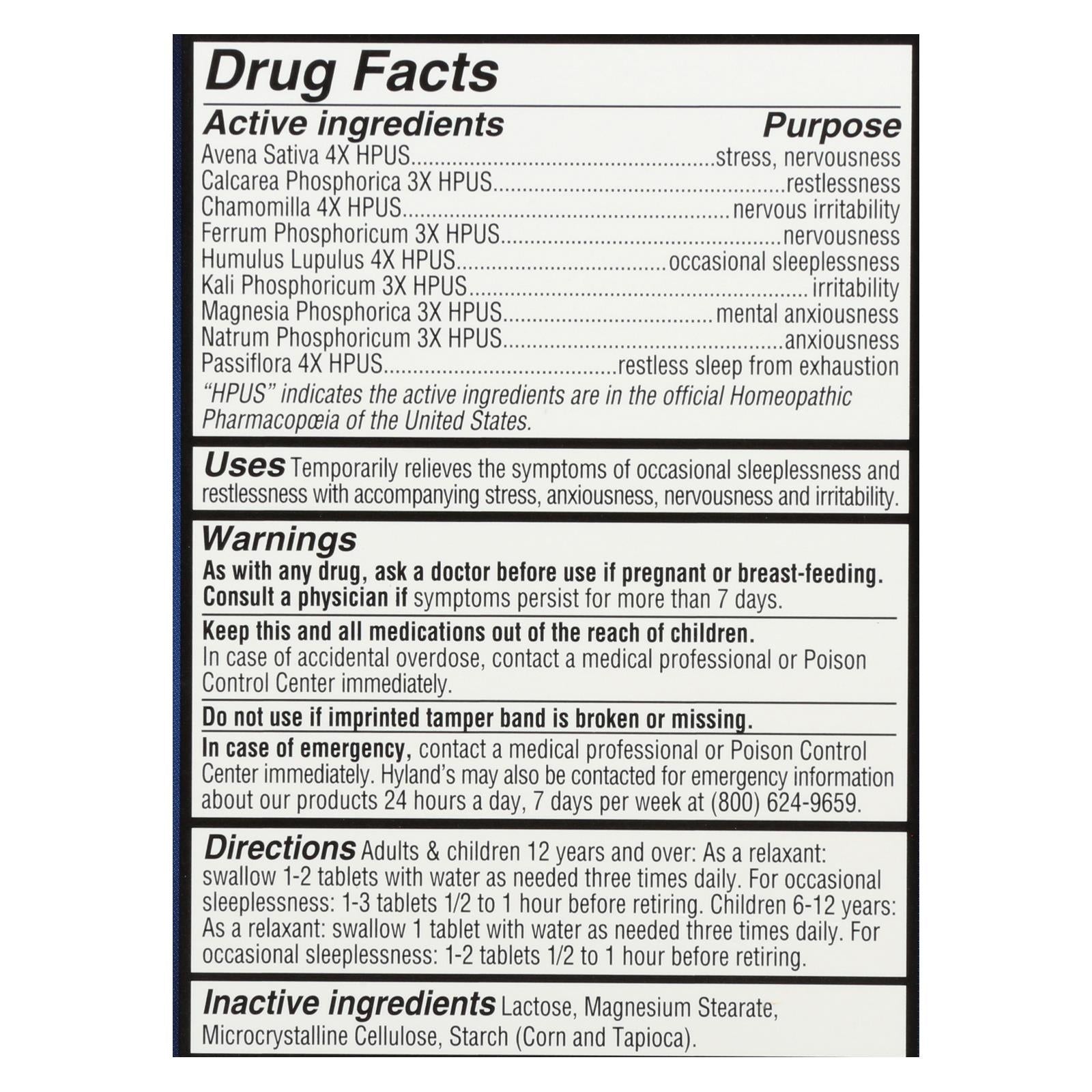 Hylands Homeopathic Calms Fort? - Sleep Aid - 50 Tablets - GreatEagleInc