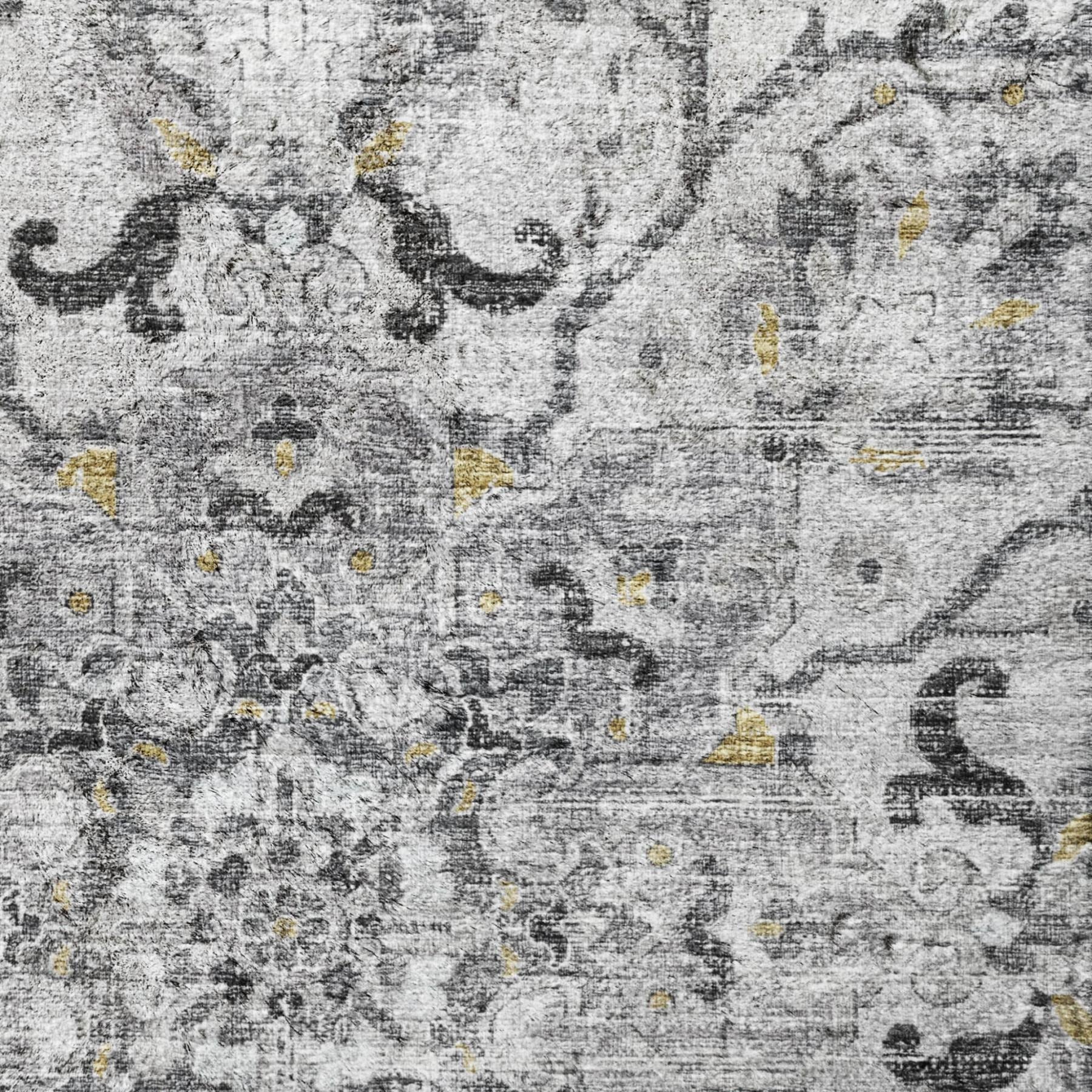 10' X 14' Gray And Charcoal Oriental Shag Washable Area Rug With UV Protection - Home & Garden
