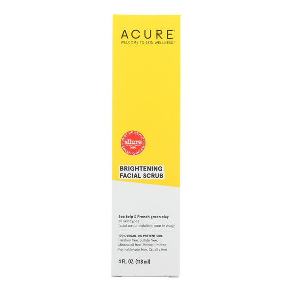 Acure - Brightening Facial Scrub - Argan Extract And Chlorella - 4 Fl Oz. - GreatEagleInc