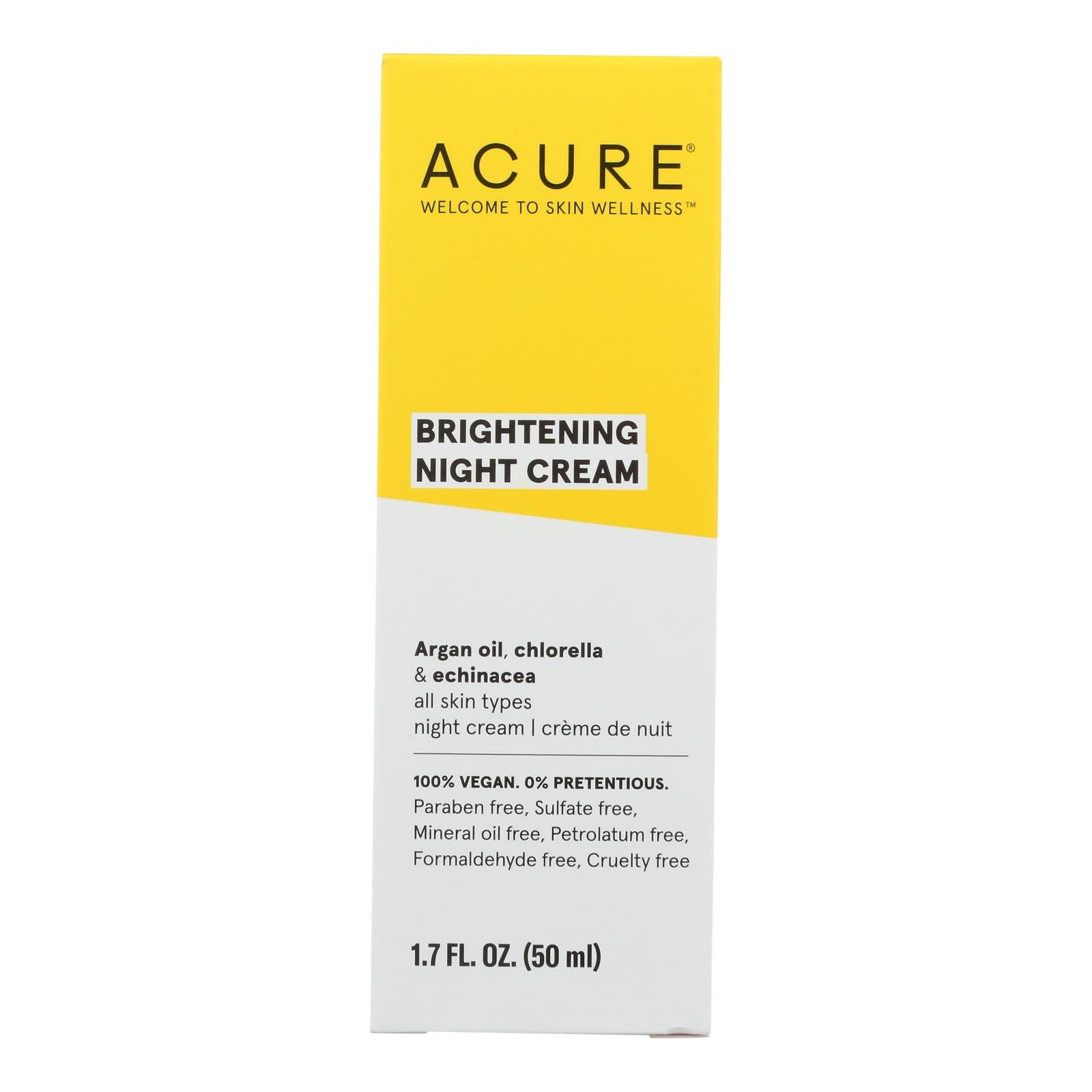Acure - Night Cream - Argan Extract And Chlorella - 1.75 Fl Oz. - GreatEagleInc
