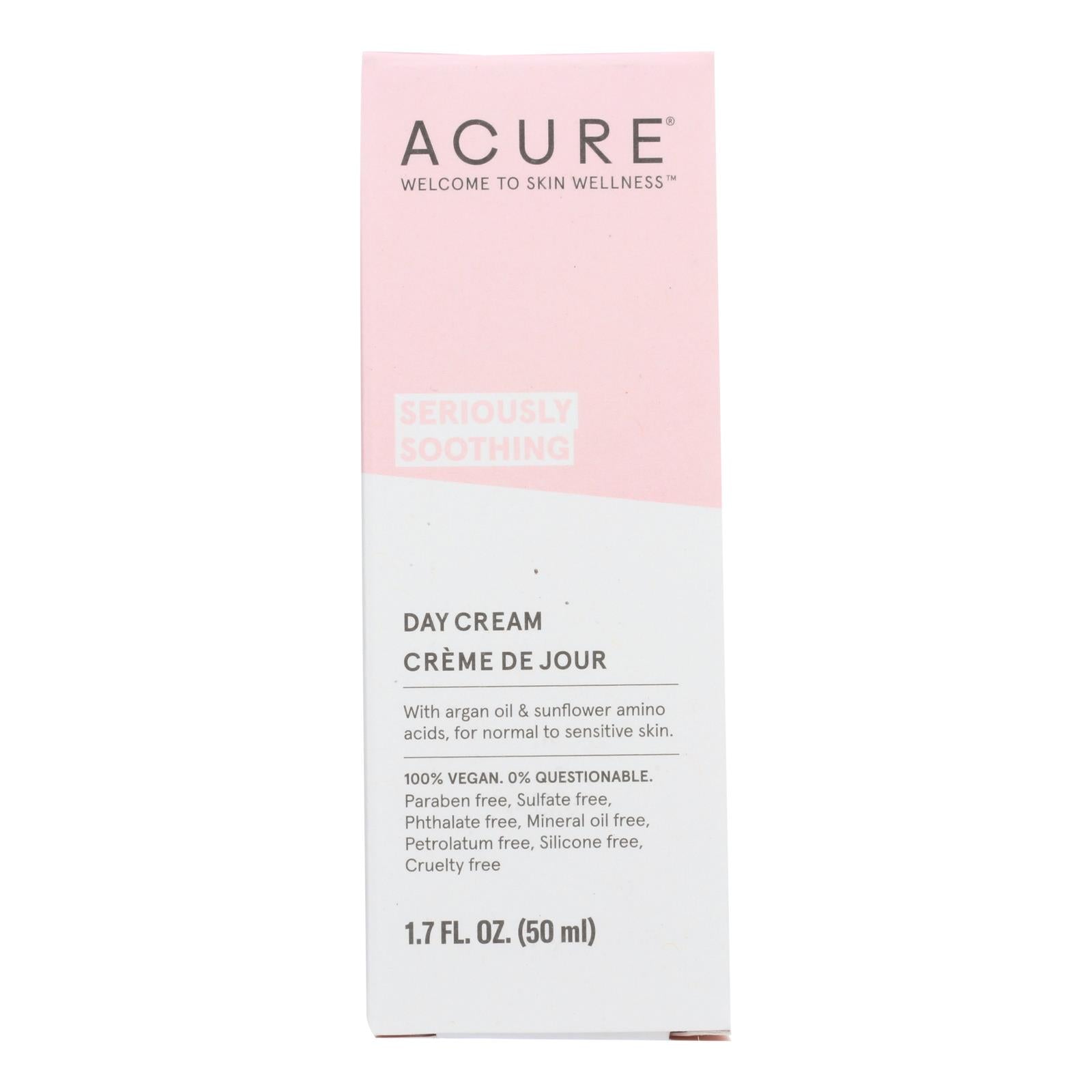 Acure Sensitive Facial Cream - Argan Oil And Sunflower Amino Acids - 1.75 Fl Oz. - GreatEagleInc