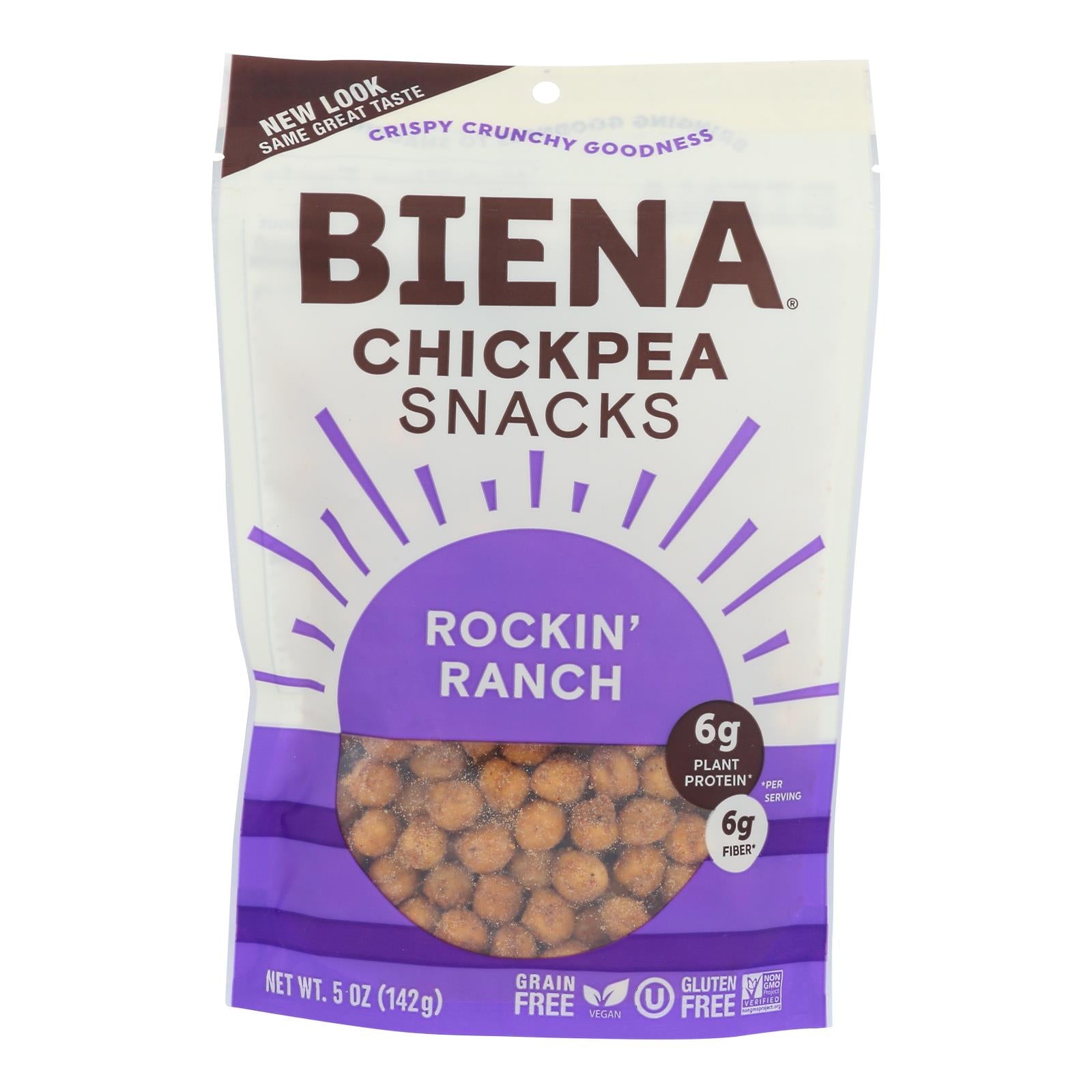Biena Chickpea Snacks - Rockin' Ranch - Case Of 8 - 5 Oz. - GreatEagleInc