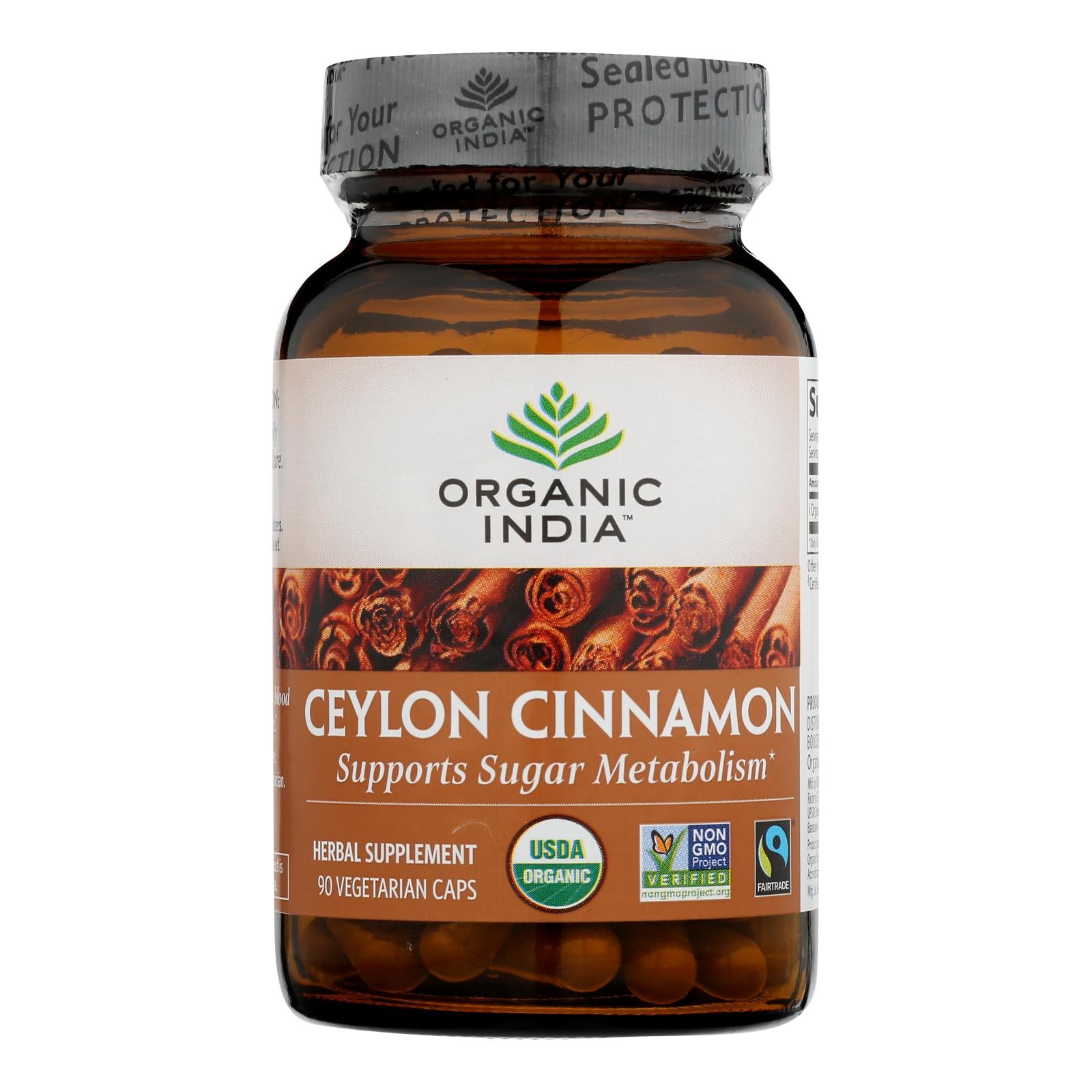 Organic India Organic Herbal Supplement -cinnamon - 90 Vcap - GreatEagleInc