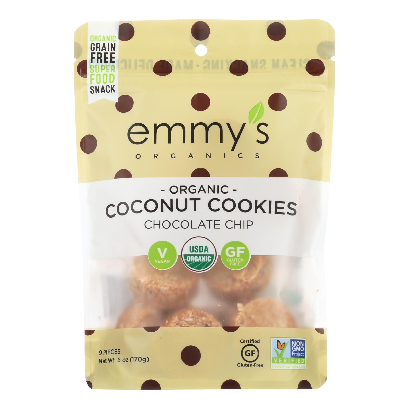 Emmy's Organics  Chocolate Chip - Case Of 8 - 6 Oz. - GreatEagleInc