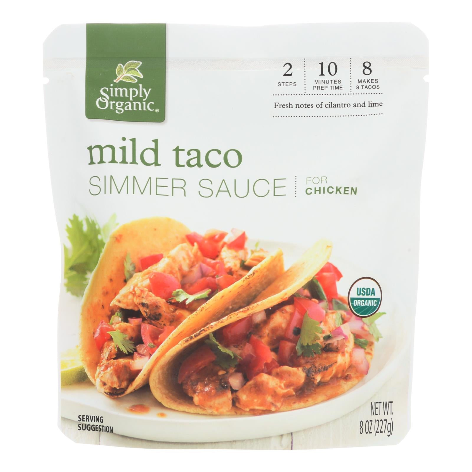 Simply Organic Simmer Sauce - Organic - Mild Taco - Case Of 6 - 8 Oz - GreatEagleInc
