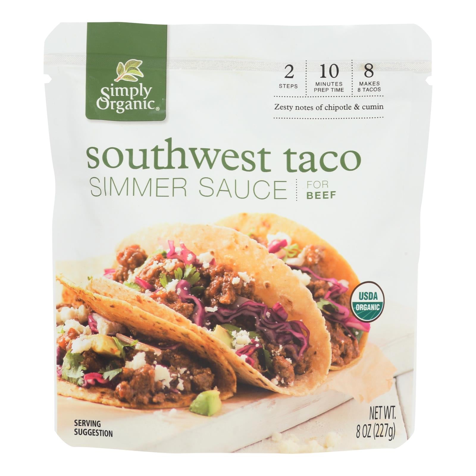 Simply Organic Simmer Sauce - Organic - Southwest Taco - Case Of 6 - 8 Oz - GreatEagleInc