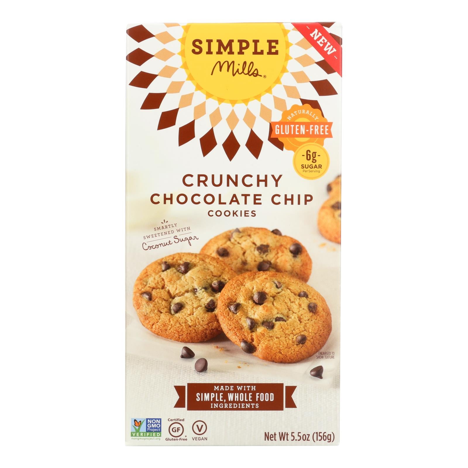 Simple Mills Cookies - Crunchy Chocolate Chip - Case Of 6 - 5.5 Oz - GreatEagleInc