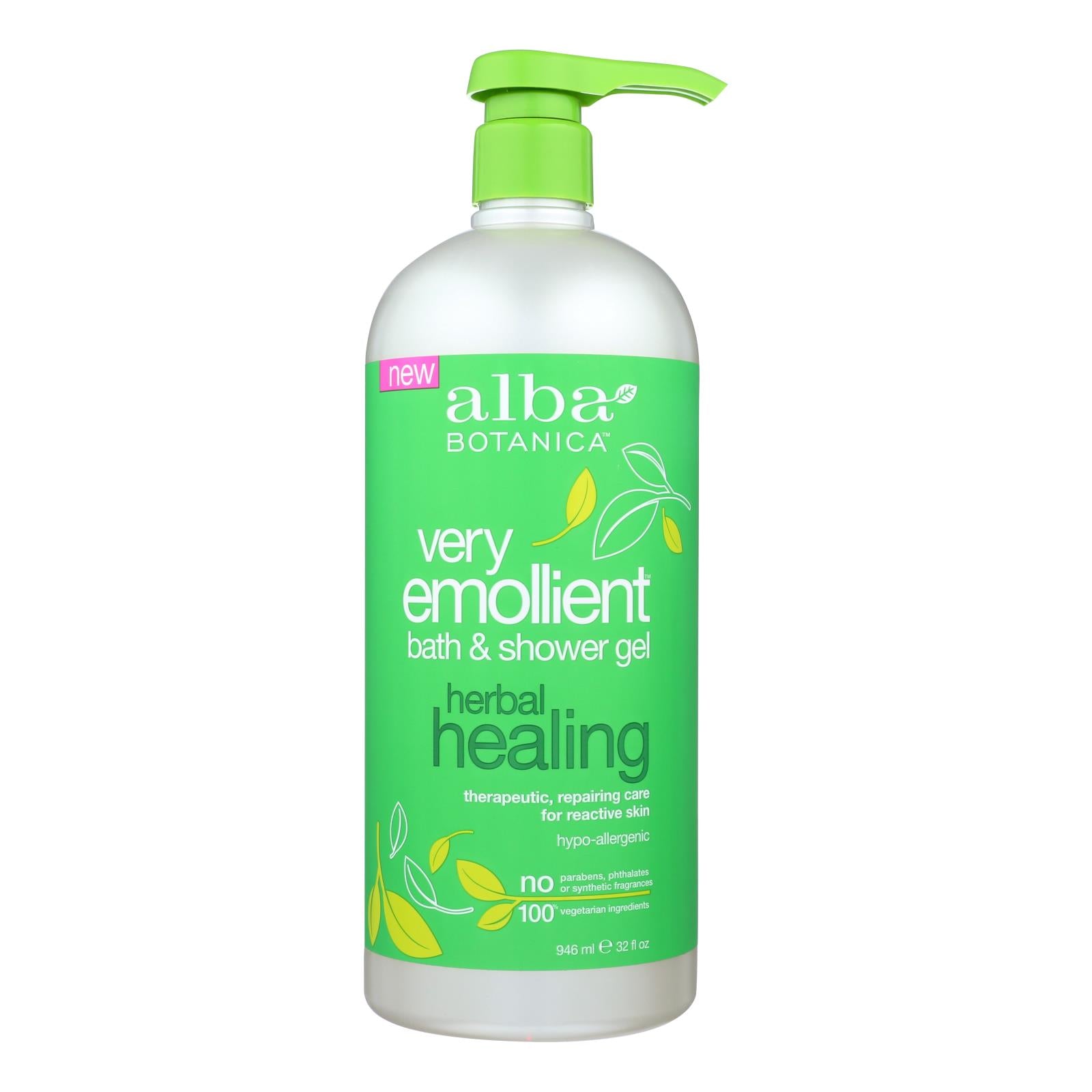 Alba Botanica - Very Emollient Bath And Shower Gel - Herbal Healing - 32 Fl Oz - GreatEagleInc