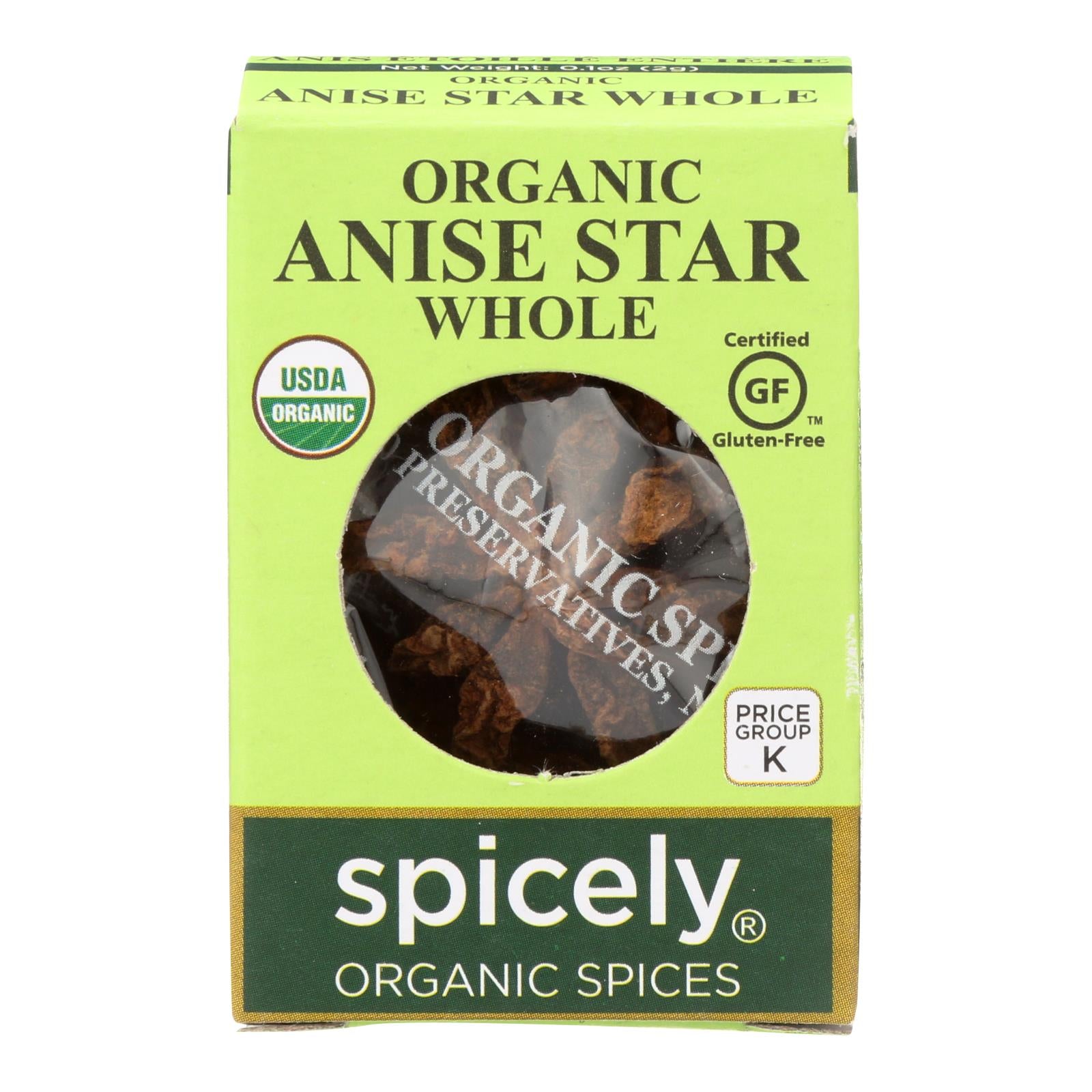 Spicely Organics - Organic Star Anise - Whole - Case Of 6 - 0.1 Oz. - GreatEagleInc
