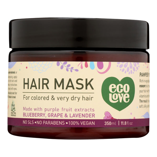 Ecolove Hair Mask - Purple Fruit Hair Mask For Colored And Very Dry Hair  - Case Of 1 - 11.8 Oz. - GreatEagleInc