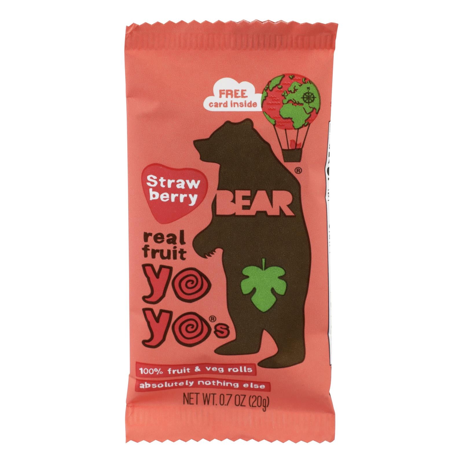 Bear Real Fruit Yoyos - Strawberry - Case Of 6 - 3.5 Oz. - GreatEagleInc