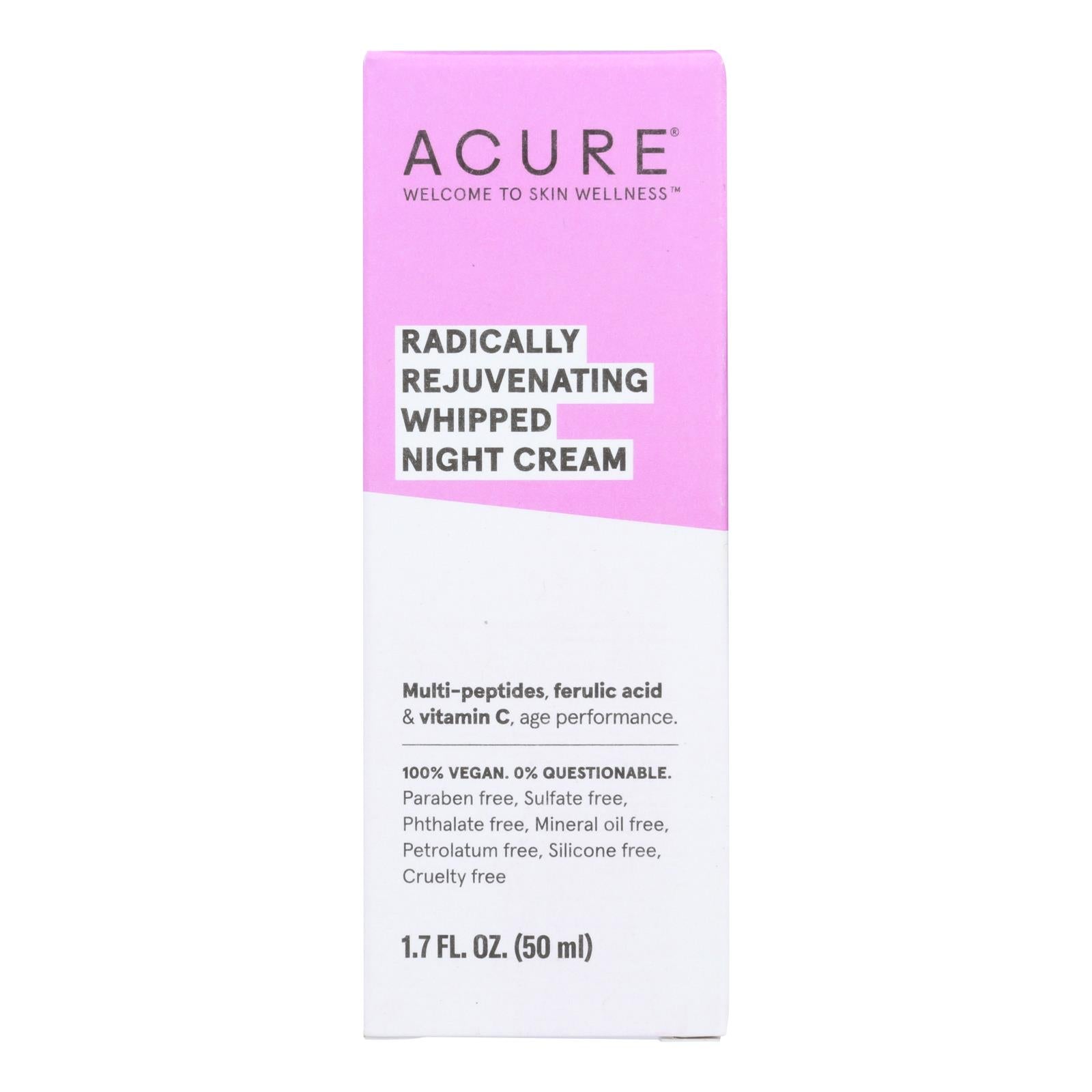 Acure - Whipped Night Cream - Radically Rejuvenating - 1.7 Fl Oz. - GreatEagleInc