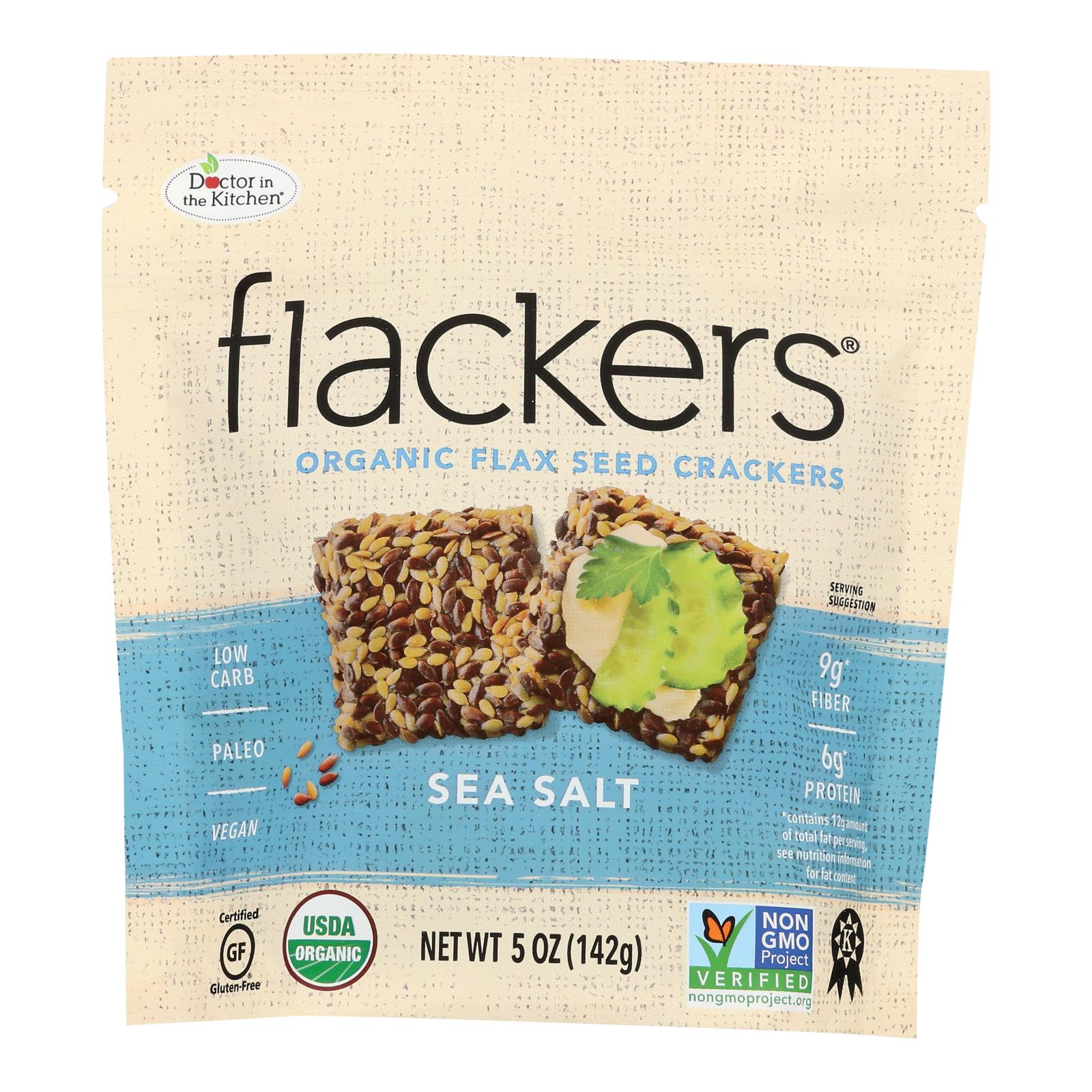Doctor In The Kitchen - Organic Flax Seed Crackers - Sea Salt - Case Of 6 - 5 Oz. - GreatEagleInc