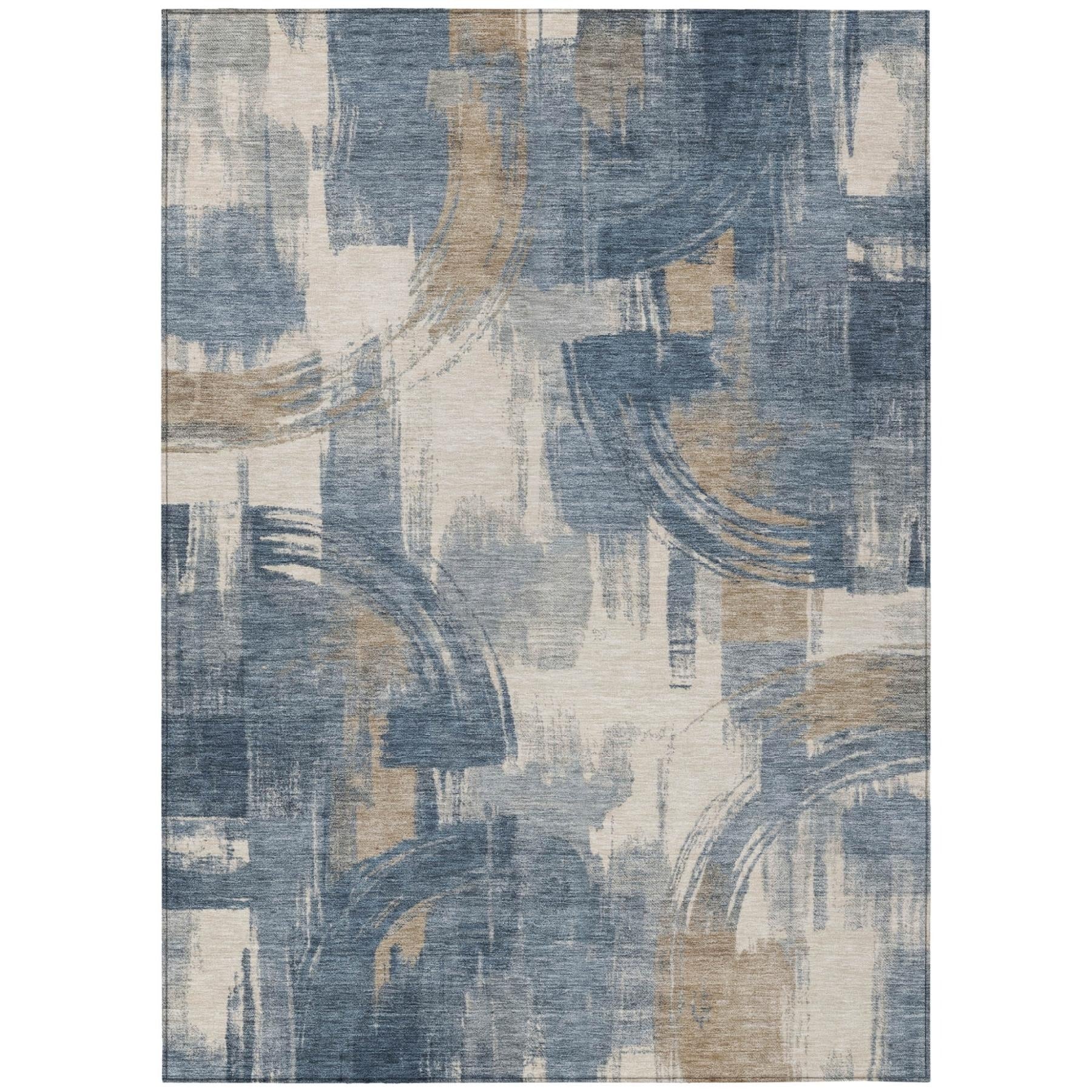 10' X 14' Navy Blue And Blue Abstract Washable Indoor Outdoor Area Rug - Sports & Outdoor