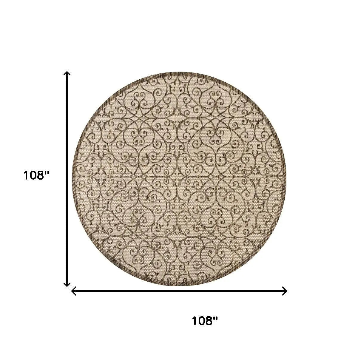 9' Beige And Brown Round Geometric Indoor Outdoor Area Rug Homeroots Outdoor