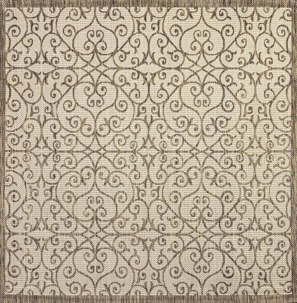 9' Beige And Brown Square Geometric Indoor Outdoor Area Rug Homeroots Outdoor