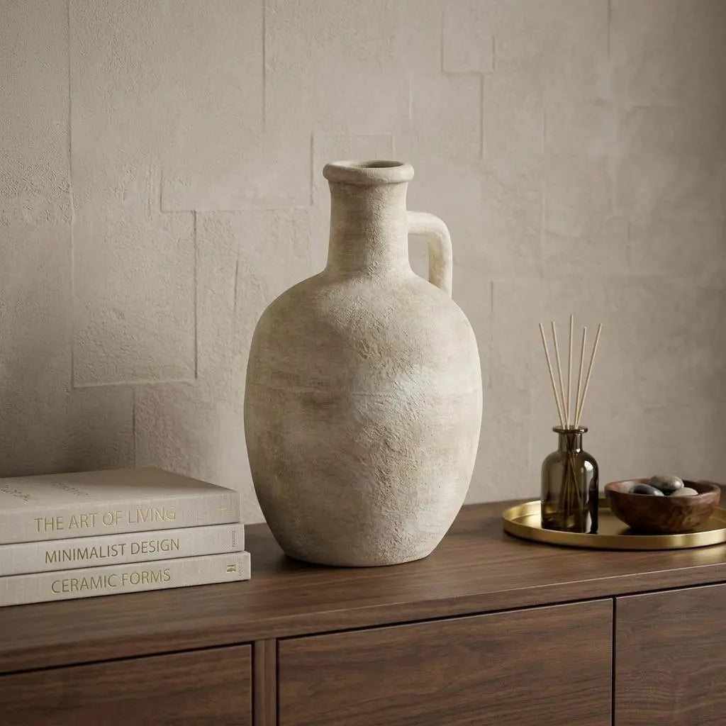 9" Beige Ceramic Table Vase Homeroots Home Decor