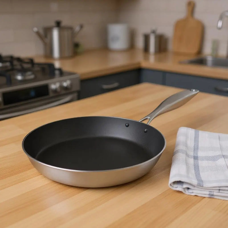 9" Black And Silver Stainless Steel Frying Pan Homeroots Kitchen & Dining