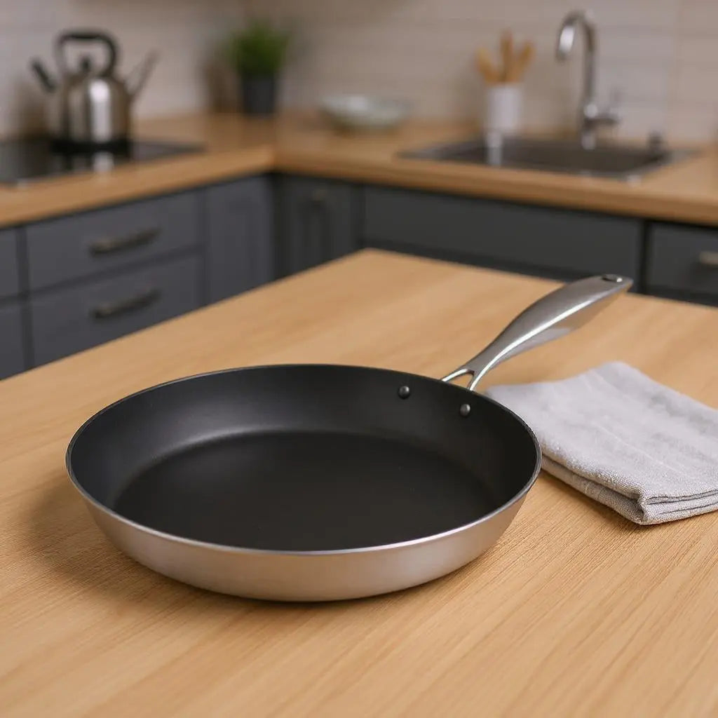 9" Black And Silver Stainless Steel Frying Pan Homeroots Kitchen & Dining