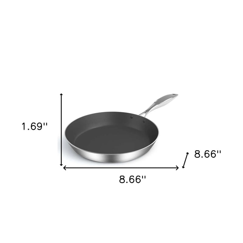 9" Black And Silver Stainless Steel Frying Pan Homeroots Kitchen & Dining