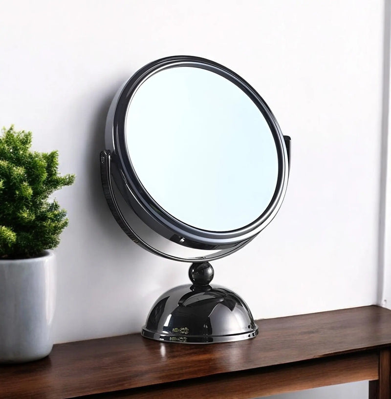 9" Black Round Metal Framed Makeup Shaving Tabletop Mirror Homeroots Bed & Bath