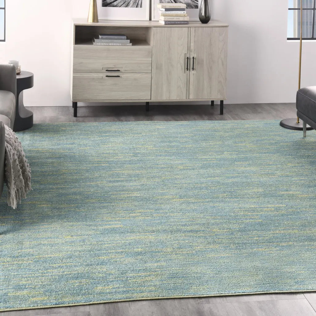 9' Blue And Green Indoor Outdoor Area Rug - GreatEagleInc