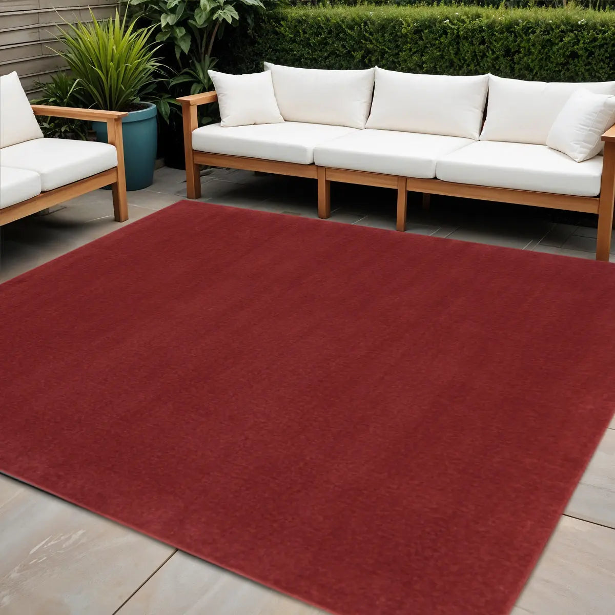 9' Brick Red Square Indoor Outdoor Area Rug Homeroots Outdoor